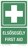 Elsősegélyhely műanyag tábla "Elsősegély-First Aid" felirattal 